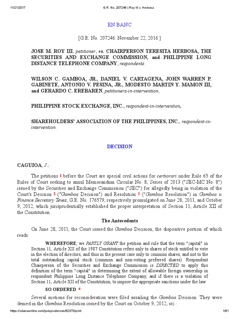G r no 207246 roy iii v pdf standing law case or