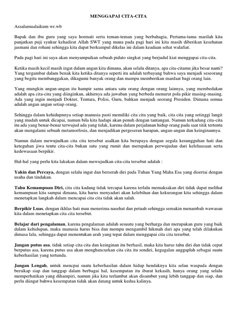 Kiat Menggapai Cita Pidato