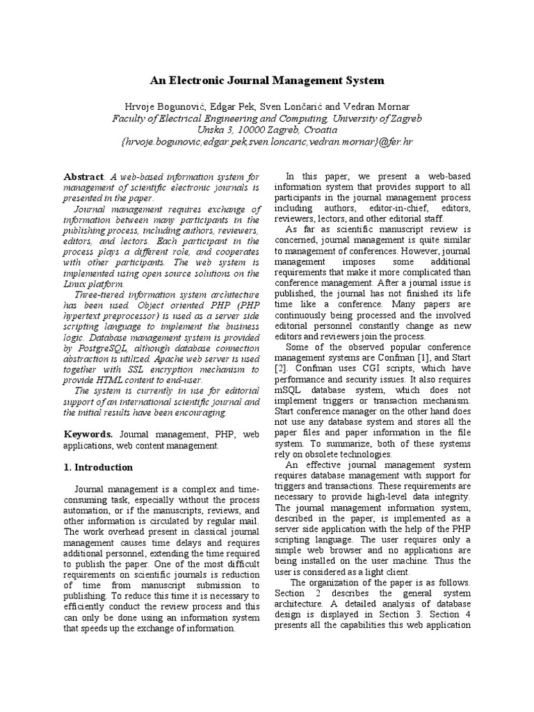 Web-Based Journal Management System | PDF | Databases | Php