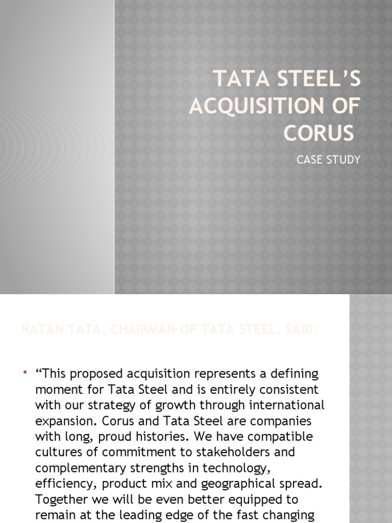 Tata Steel'S Acquisition of Corus: Case Study | PDF | Mezzanine Capital ...