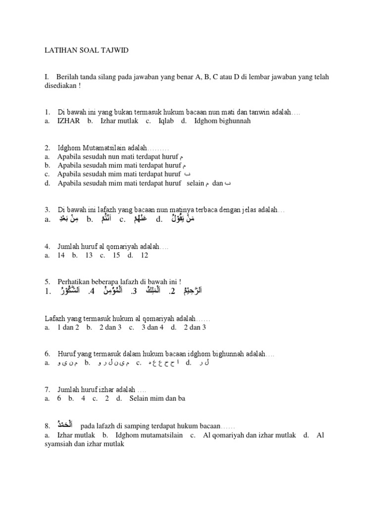 Latihan Soal Tajwid 1