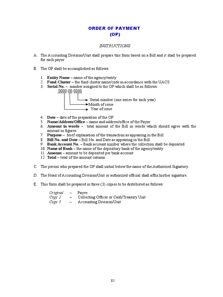 Order of Payment Instructions | PDF