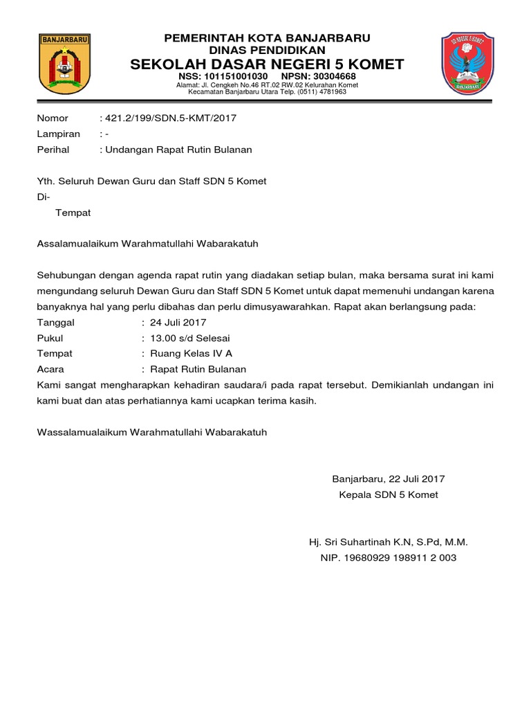 Undangan Rapat Bulanan