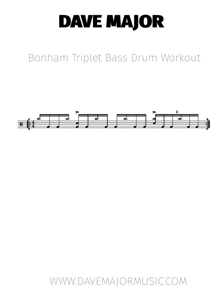 Bonham Triplet Bass Drum Exercise PDF