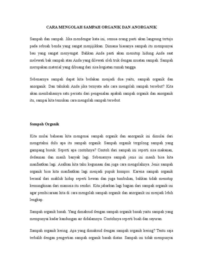 Cara Mengolah Sampah Organik Dan