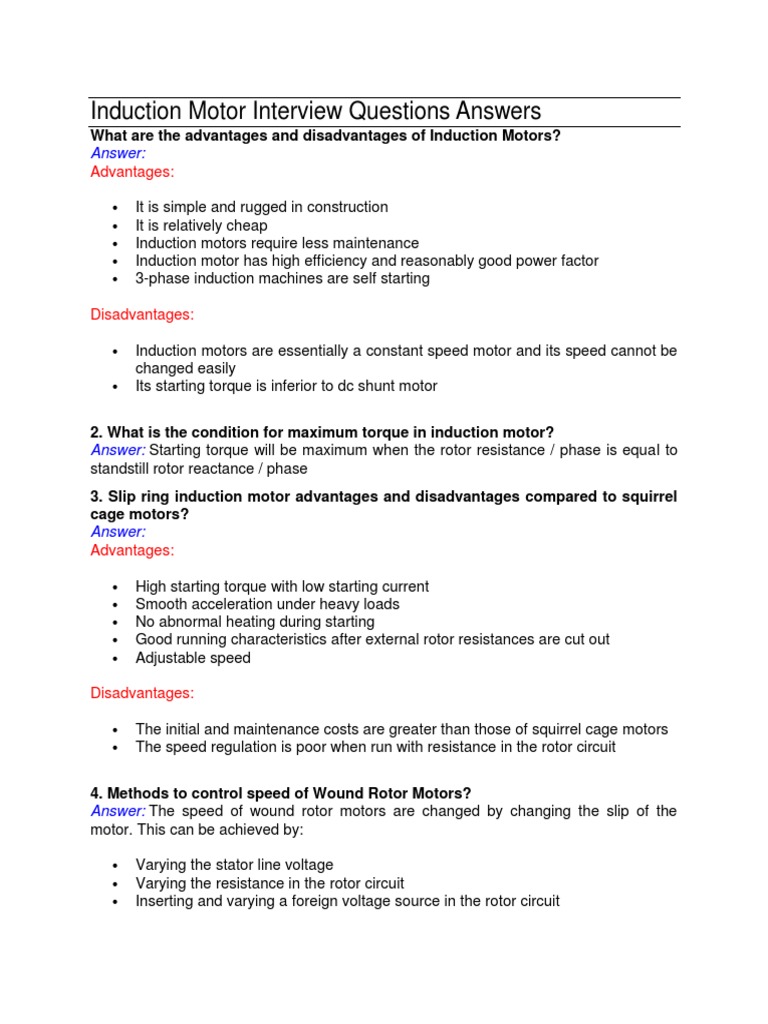 Induction Motor Interview PDF
