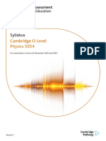 CIE - O Level - Physics Syllabus - 2020-2021