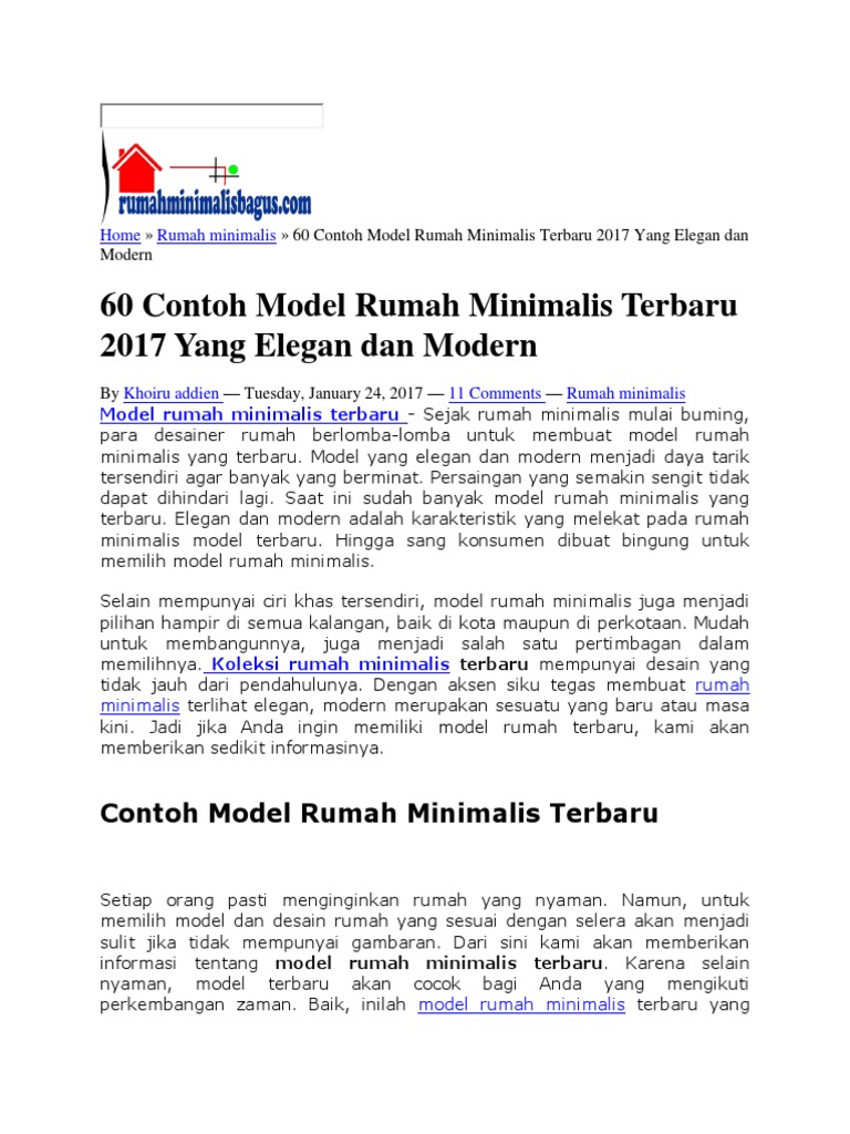 60 Contoh Model Rumah Minimalis Terbaru 2017 Yang Elegan Dan