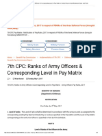 7th CPC_ Ranks of Army Officers & Corresponding Level in Pay Matrix _ Central Government Employee News and Tools