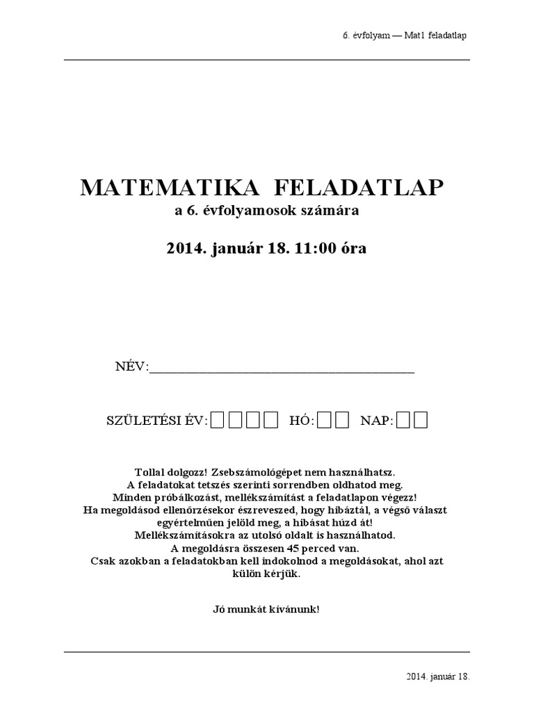 2014 Matek-1 | PDF