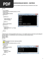 Dvodimenzionalni Nizovi - Matrice