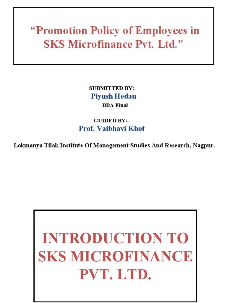 Promotion Policy of Employees in SKS Microfinance Pvt. Ltd. | PDF ...