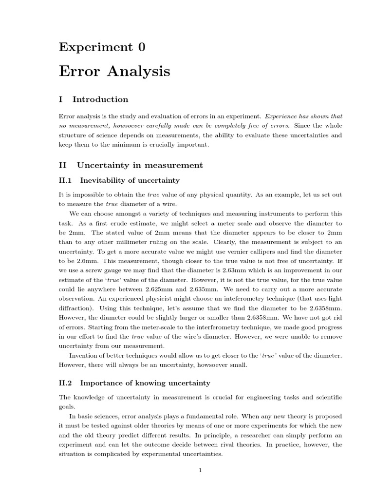Exp00 - EA - Error Analysis PDF | PDF | Uncertainty | Standard Deviation