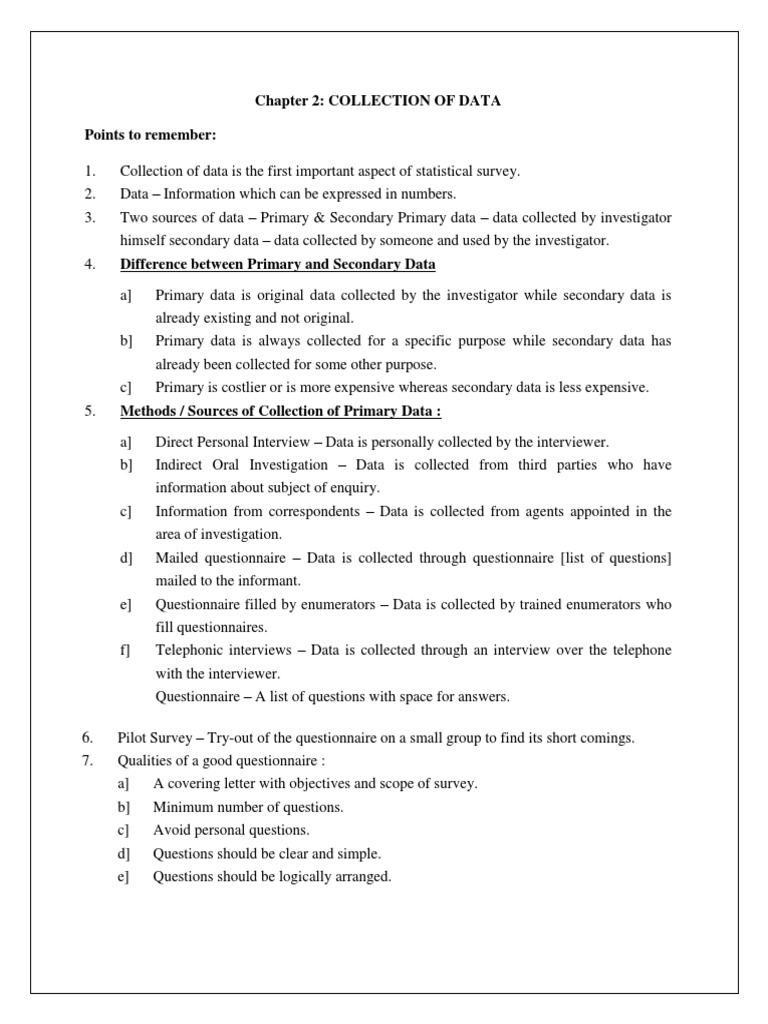 Data Collection Methods in Statistics | PDF | Sampling (Statistics ...