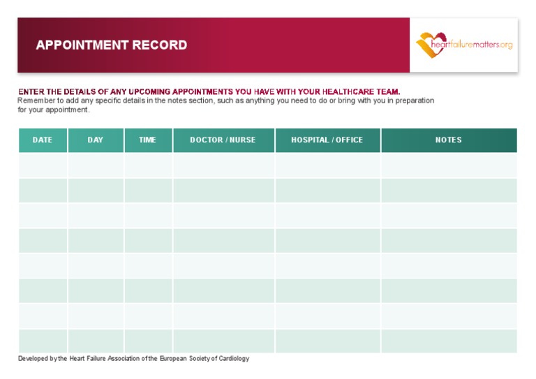 Appointment Records for Hypertension Care | PDF | Finance & Money ...
