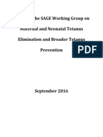 Report on Maternal and Neonatal Tetanus Elimination and Broader Tetanus Prevention