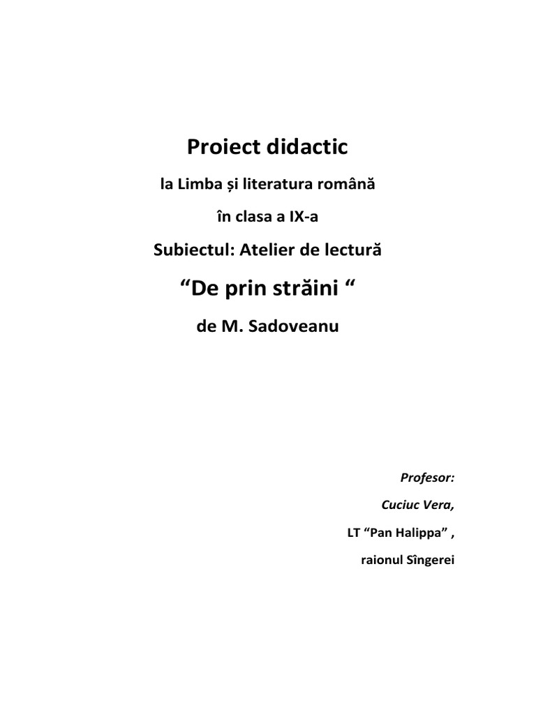 Proiect Didactic Cuciuc Vera