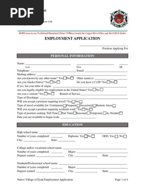 NVE Employment Application