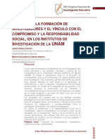 Analisis de La Formacion de Investigadores y El Vinculo Con El Compromiso y La Responsabilidad Social