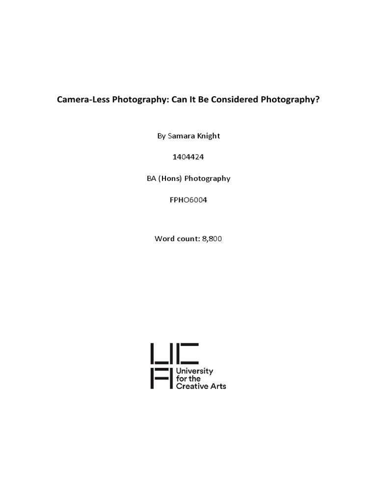 Camera Less Photography Can It Be Considered Photography. | PDF ...