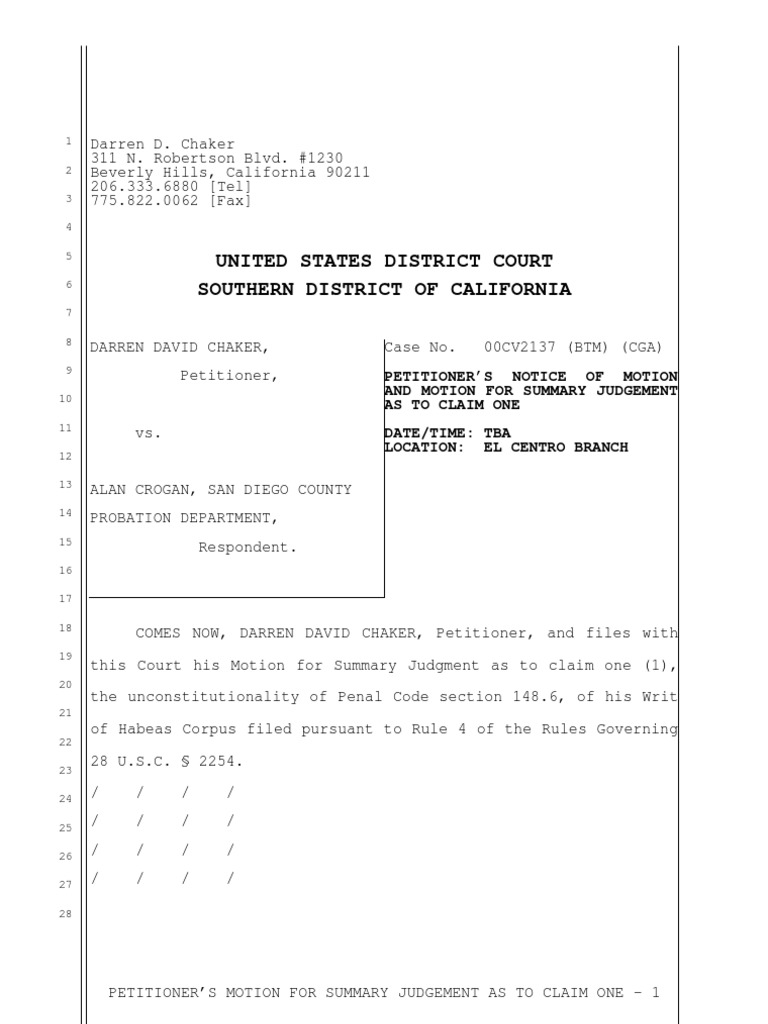 Motion For Summary Judgment by Darren Chaker | PDF | Defamation | Complaint
