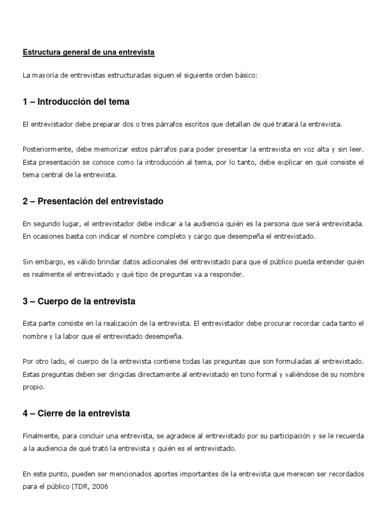 Estructura General de Una Entrevista