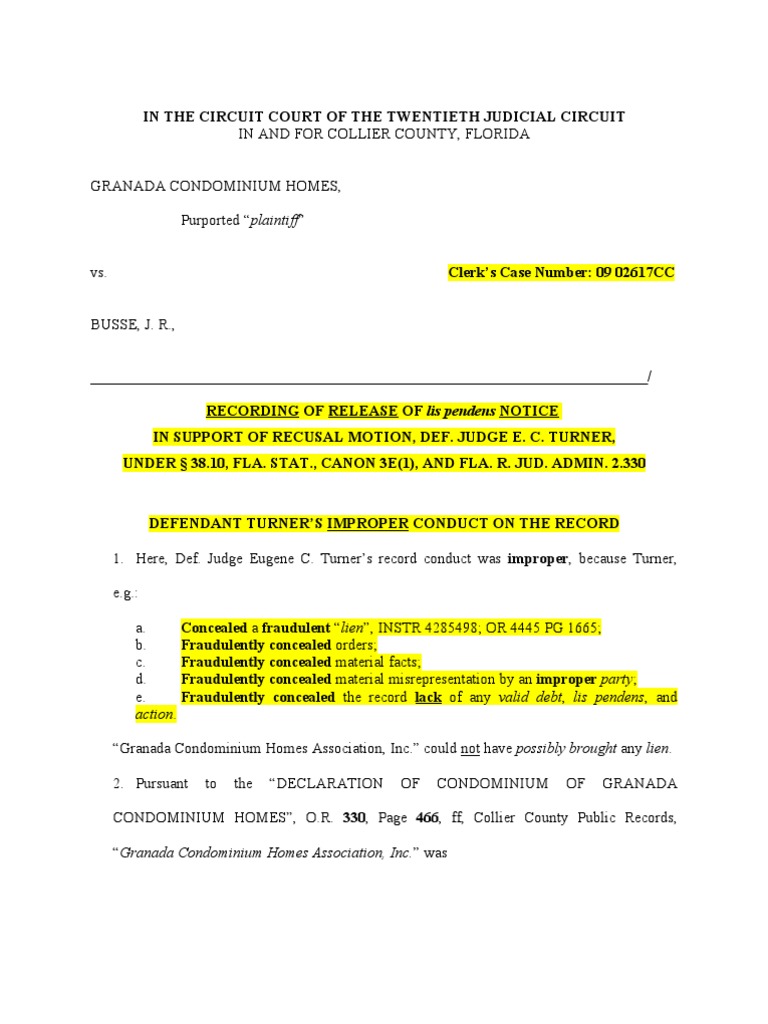 Recording of Release of Lis Pendens Notice PDF Service Of Process