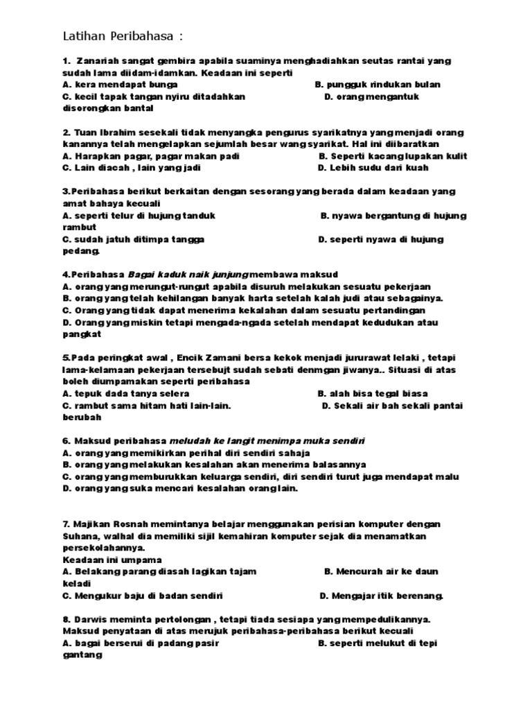 Latihan Peribahasa Pdf