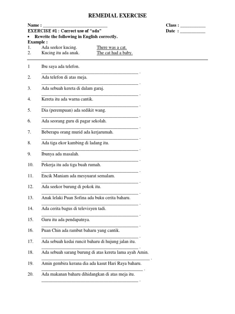 Latihan Remedial Bahasa Inggris | PDF | Bahasa