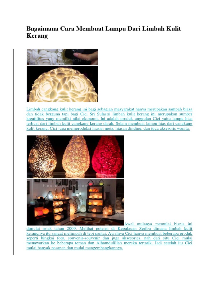 Bagaimana Cara Membuat Lampu Dari Limbah Kulit Kerang docx Bagaimana Cara Membuat Lampu Dari Limbah Kulit Kerang docx
