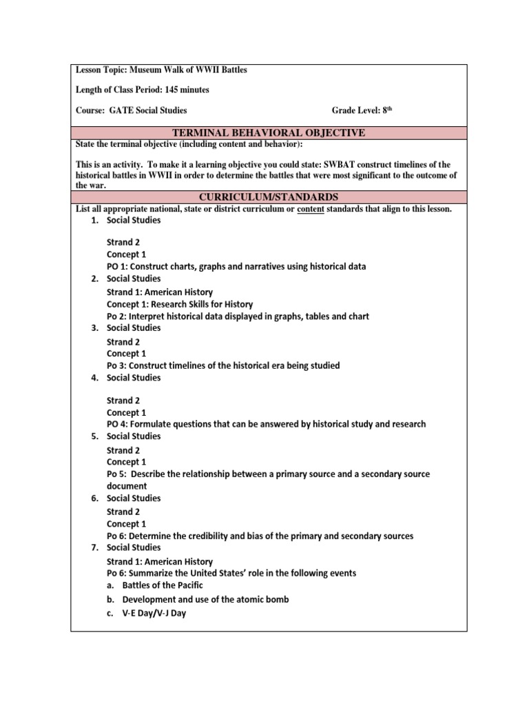 Terminal Behavioral Objective PDF Homework Special Education
