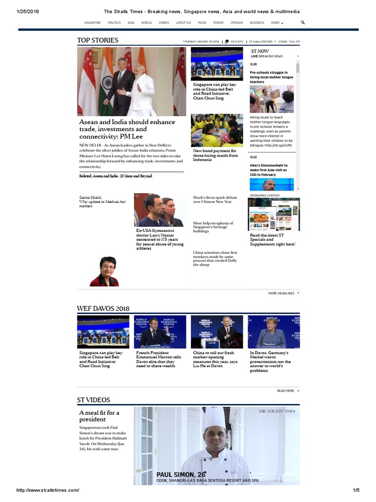 Image Result For The Straits Times Breaking News Singapore News Asia And World