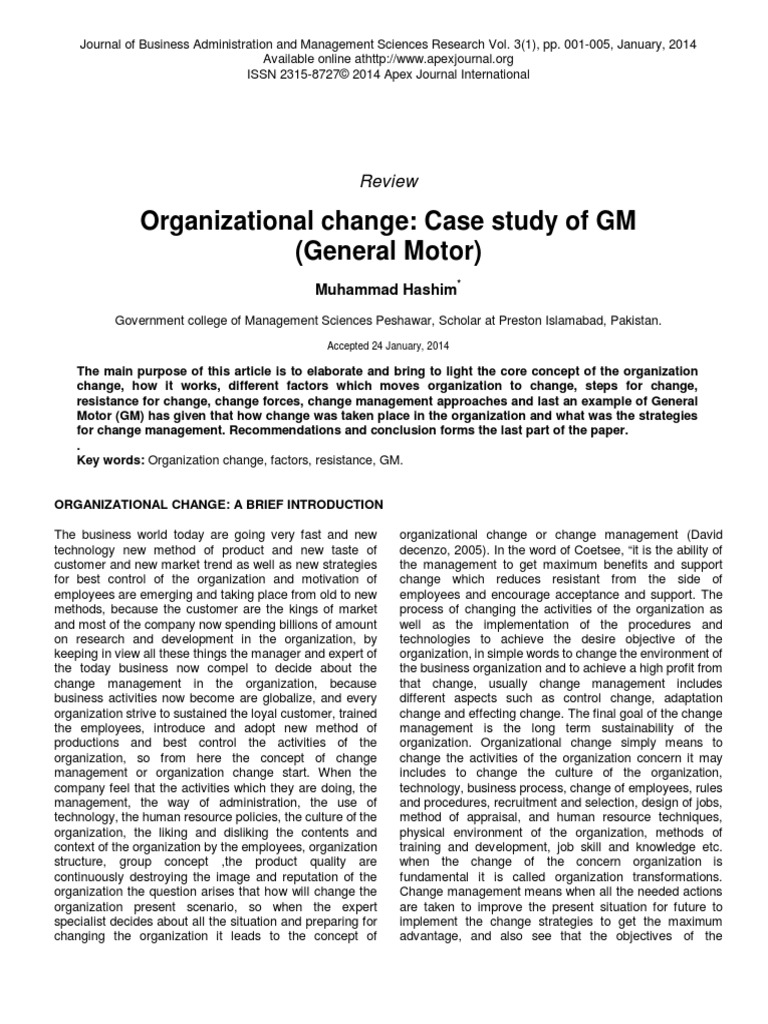 Organizational Change: Case Study of GM (General Motor) : Review | PDF ...