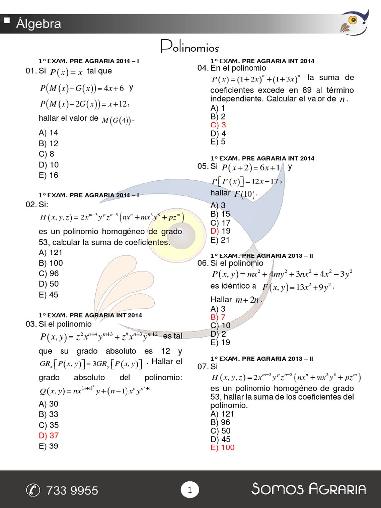 02 Algebra Unal Problemas Pdf Factorizacion Division Matematicas