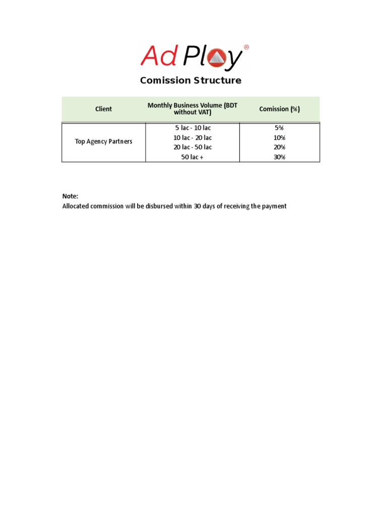 Commission Structure for Agency Partners | PDF | Business | Finance ...