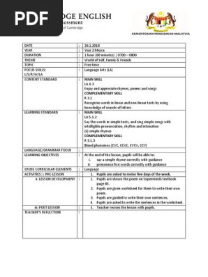 cefr form 4 lesson plan 2020