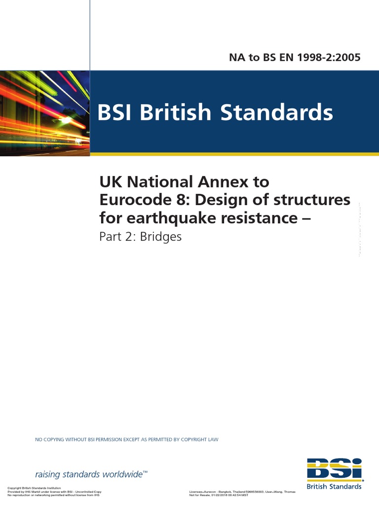 BSI British Standards UK National Annex to Eurocode 8 Design of