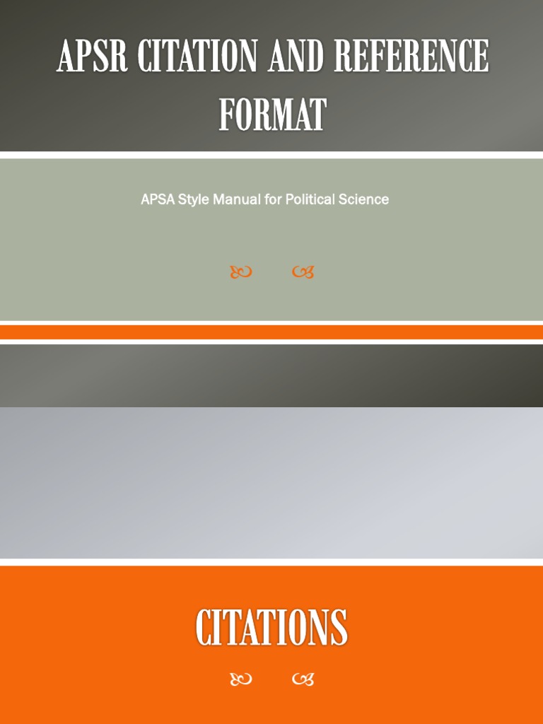 Apsa Citation and Reference Format Citation Academia