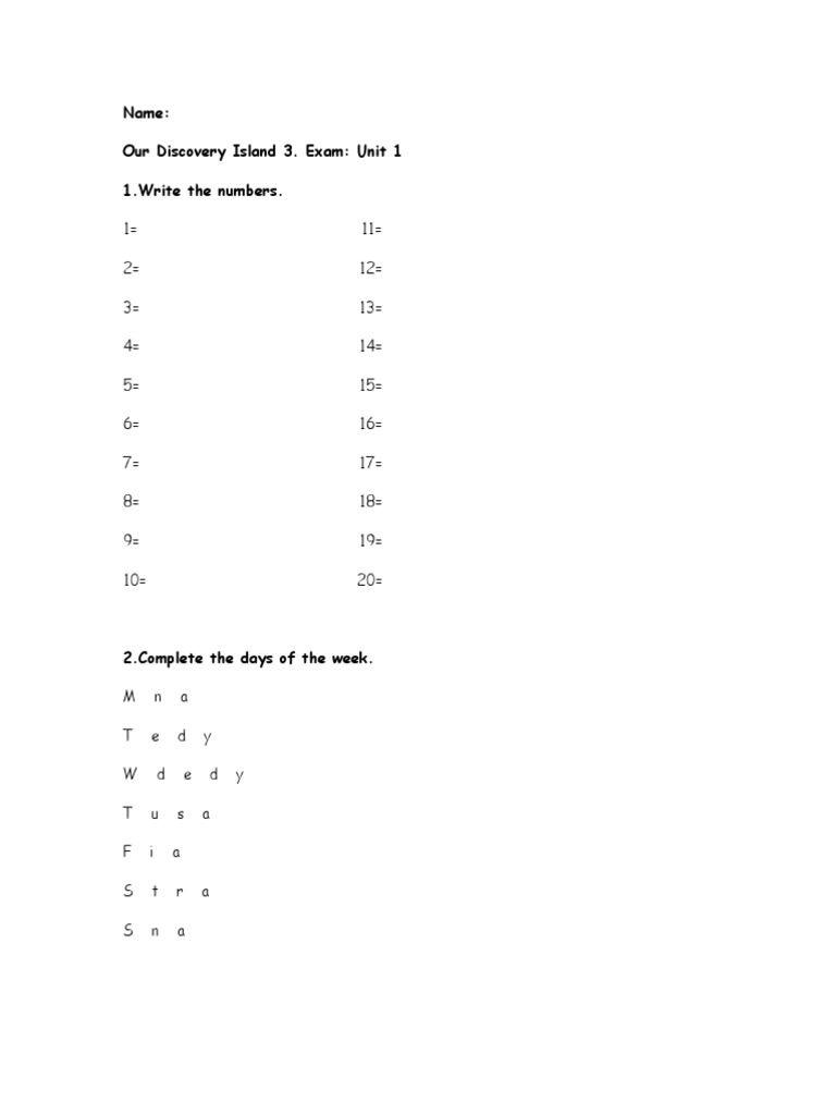 Unit 1 Exam: Numbers and Language | PDF | Language Arts & Discipline ...