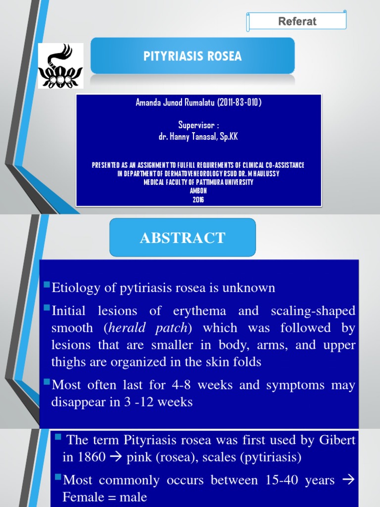 PITYRIASIS ROSEA ppt Cutaneous Conditions Diseases And Disorders
