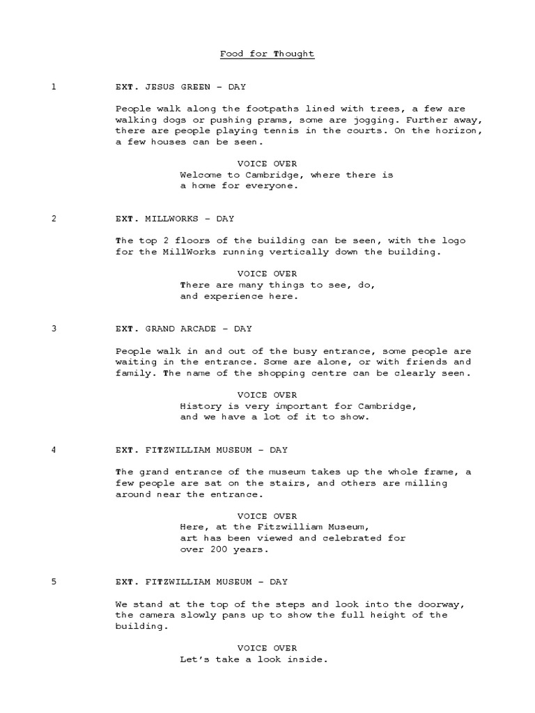 Food For Thought Sample Script