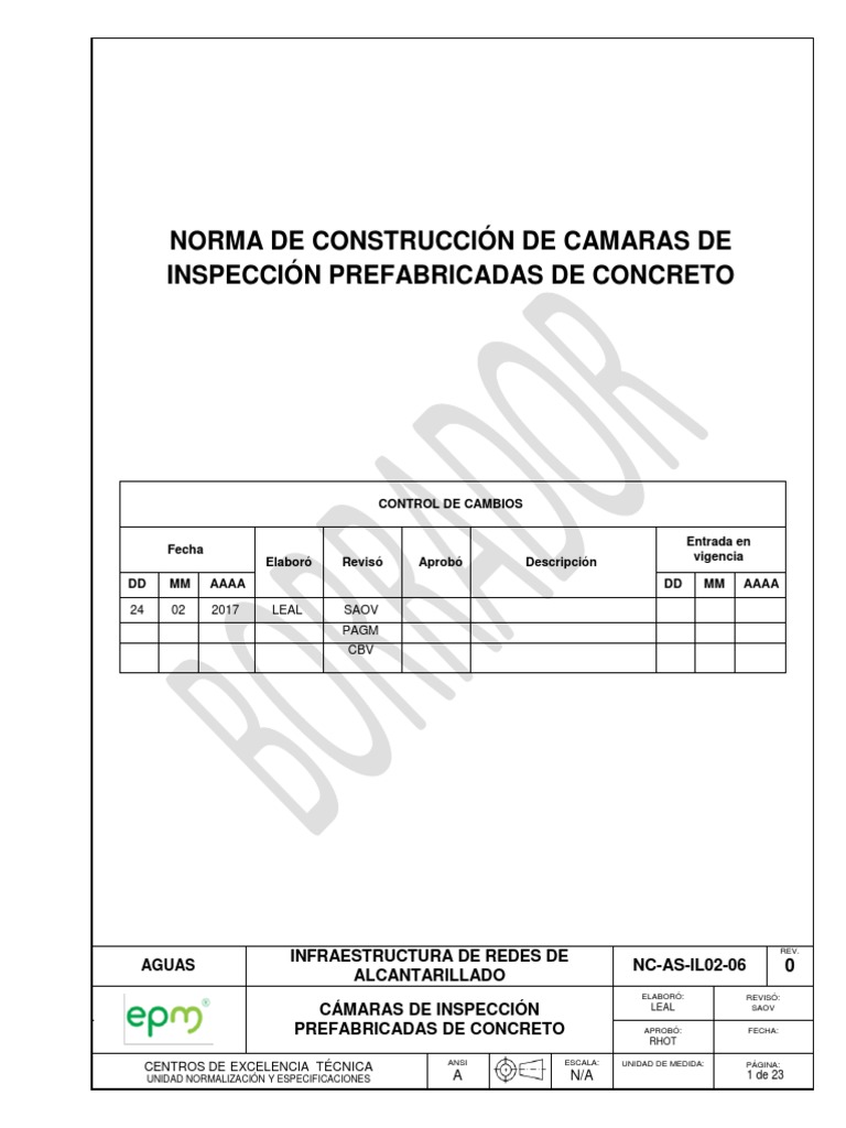 Convocar Malgastar Sociable Cámaras de Inspección Prefabricadas de Concreto EPM | PDF | Acero | Hormigón