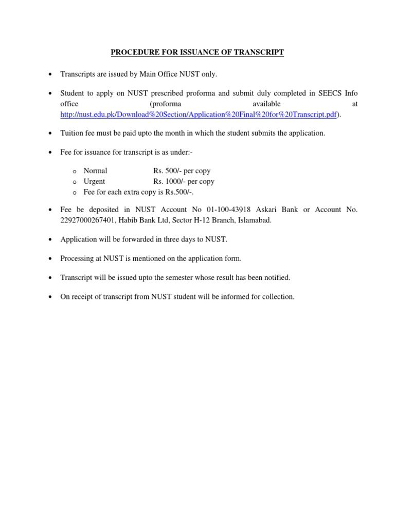 Issuance of Transcript | PDF