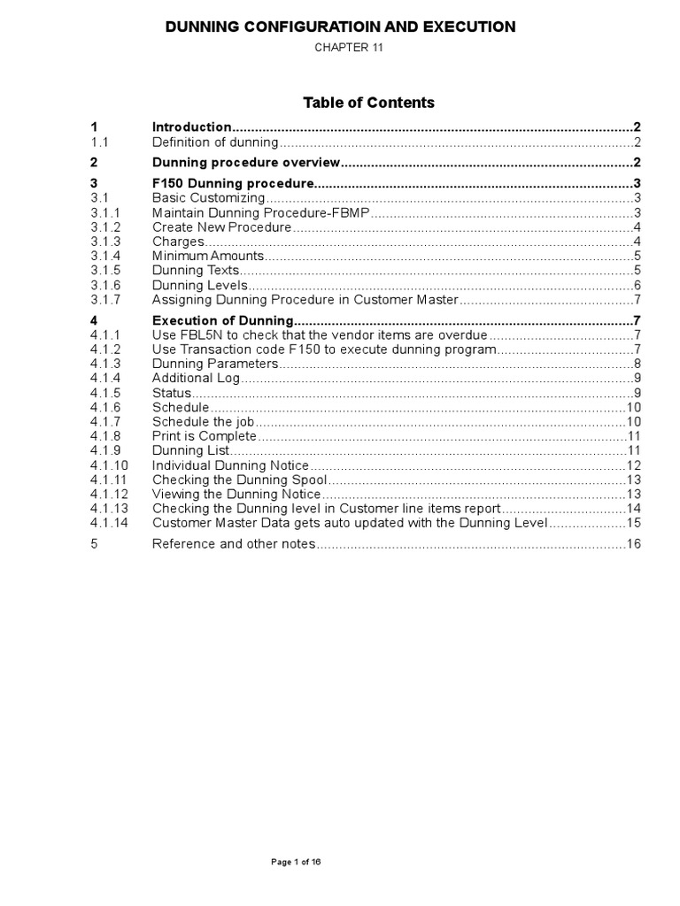 Chapter 11-F150 Dunning Configuration & Execution | PDF | Software ...