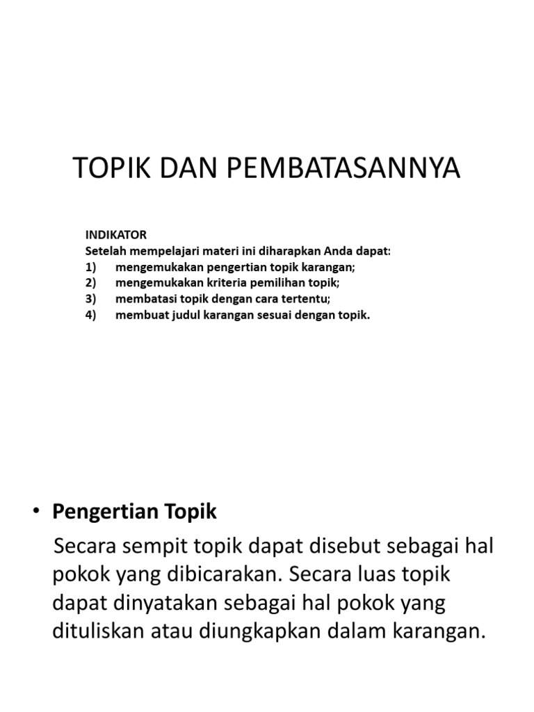 Topik Dan Pembatasannya | PDF