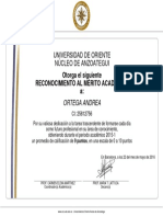 Certificado de Alto Rendimiento Academico Andrea 