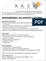 Responsable Du Service Externe: Vos Tâches Principales