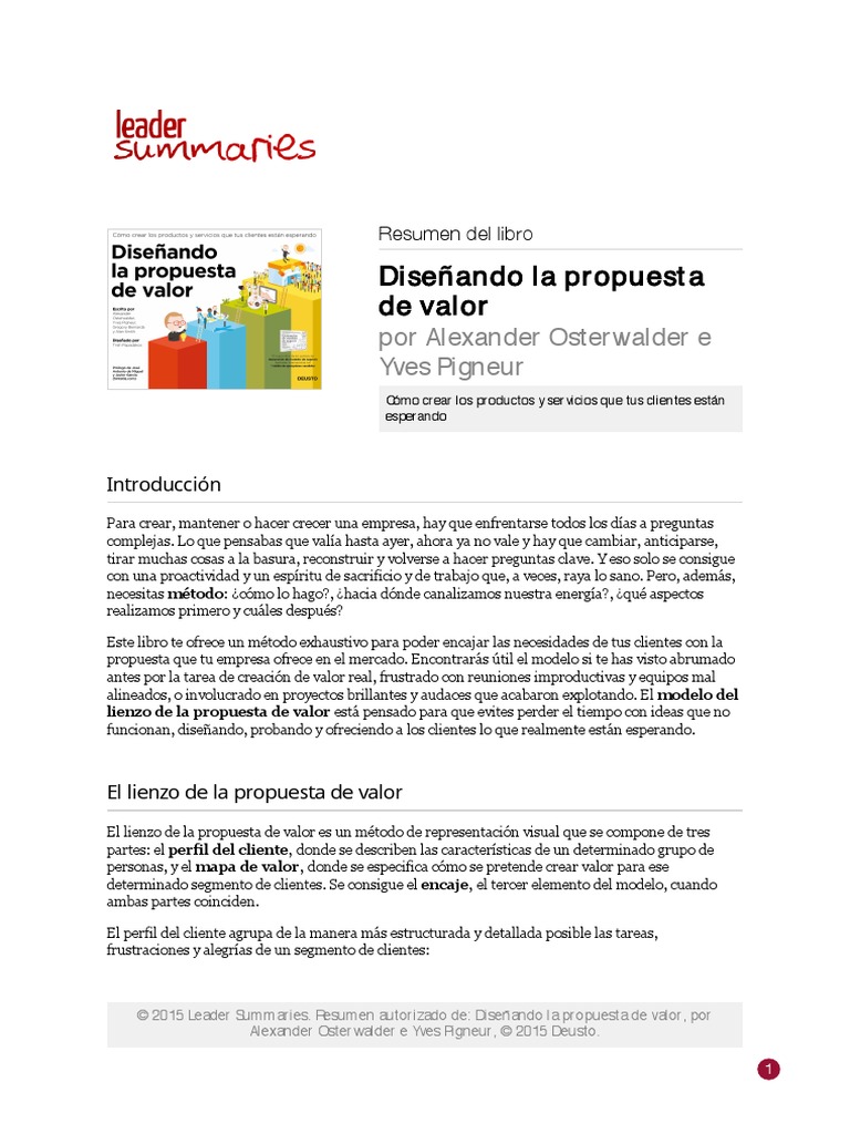 Diseñando La Propuesta de Valor | PDF | Cliente | Modelo de negocio