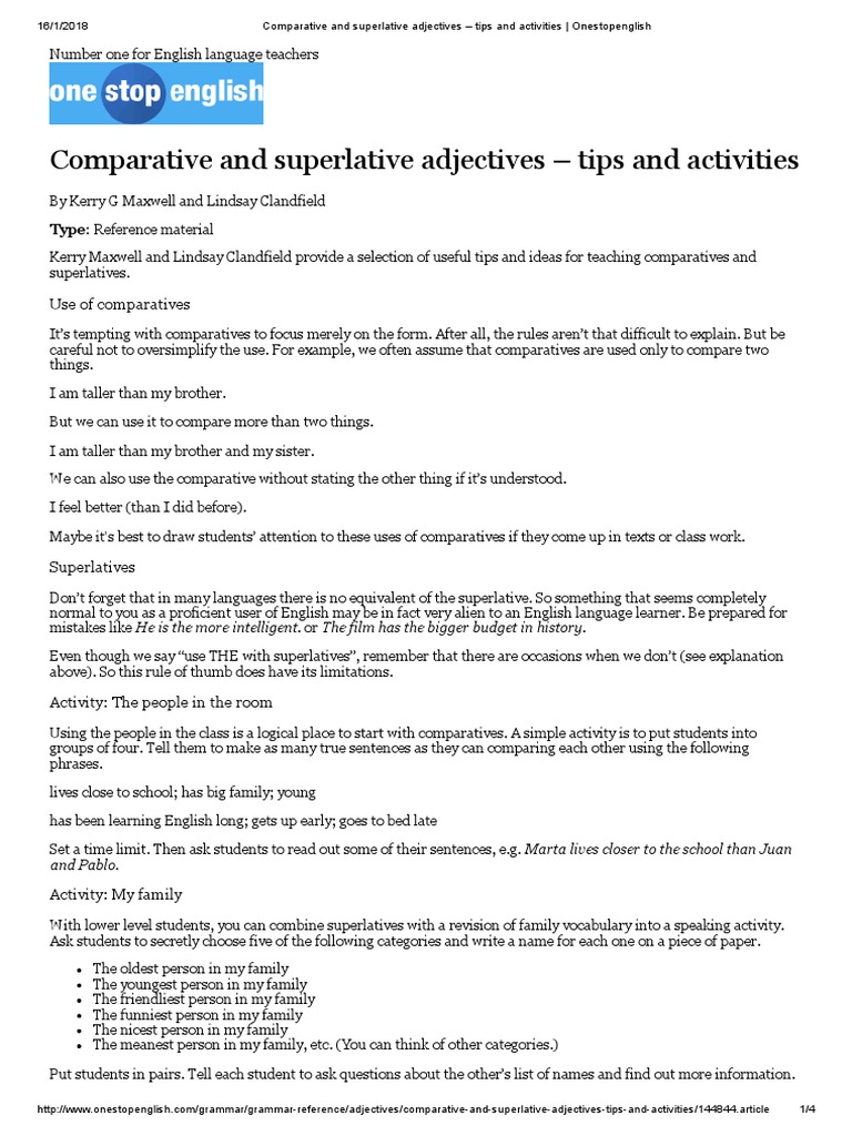 Teaching Comparatives and Superlatives | PDF | Adjective | Linguistics