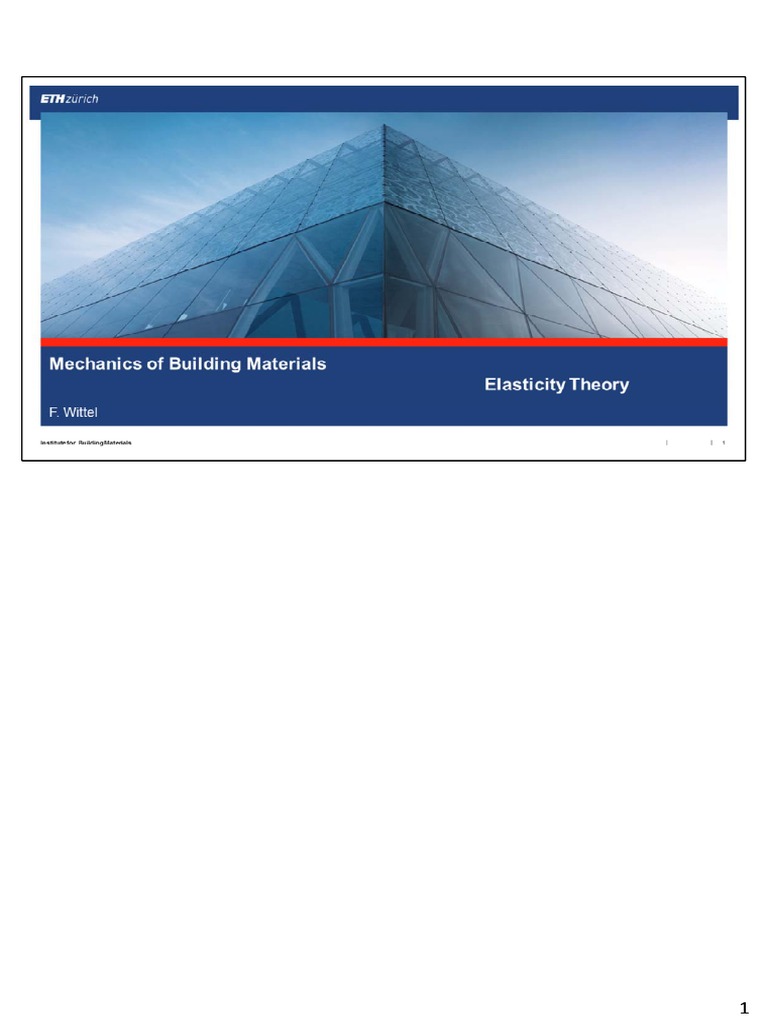 ETH Zurich Mechanics of Building Materials, Elastic Theory PDF